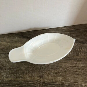 Vtg Milk Glass Pickle  Dish